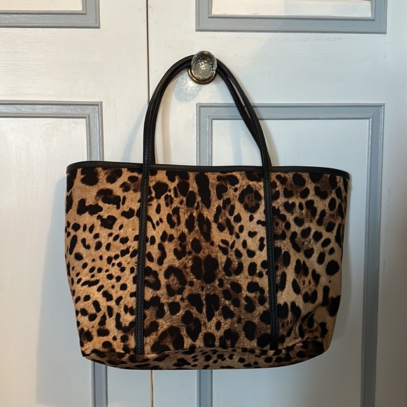 Dolce & Gabbana Black and Brown Leopard Print Tote - Picture 2 of 11